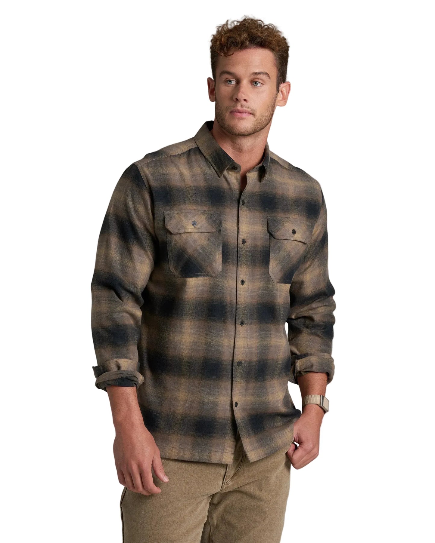 Kuhl Men’s Apparel > Wovens & Flannels Kuhl Men's Dillingr Flannel Longsleeve Dark Sand