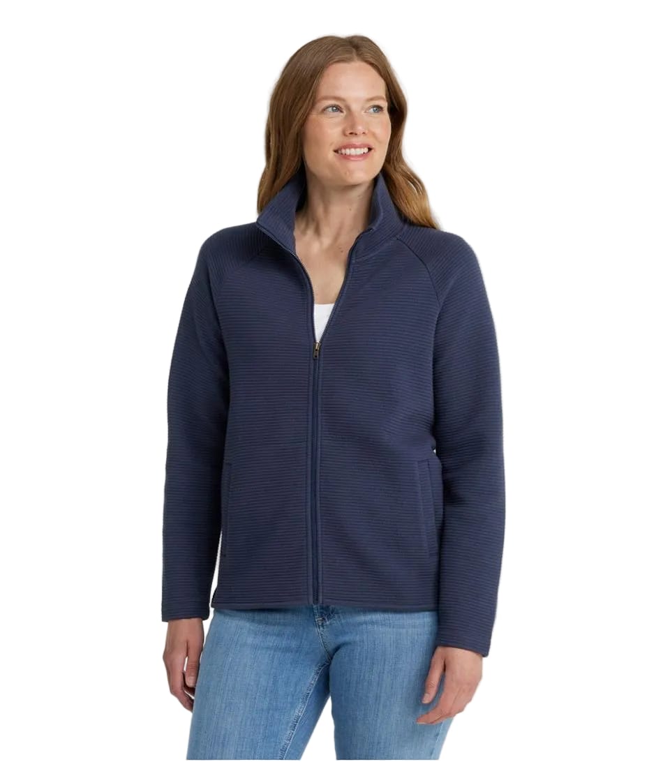 L.L. Bean 175 L.L. Bean Women's Lakewashed Double-Knit Full-Zip Classic Navy