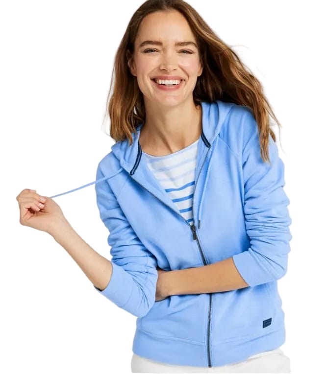 L.L Bean 175 L.L. Bean Women's Peaks Island Full-Zip Hoodie Regular Brightwater Blue