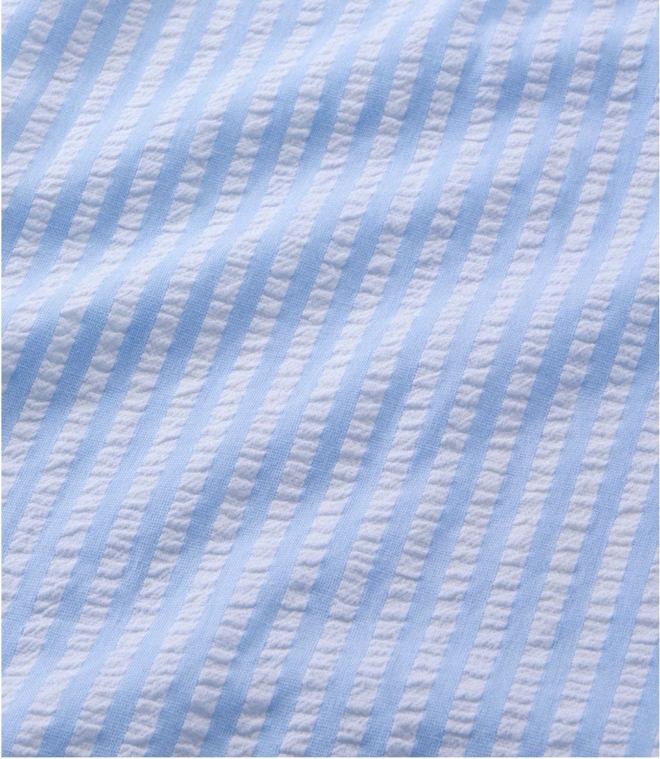 L.L. Bean 181 L.L. Bean Women's Bean's Seacoast Seersucker Big Shirt  Brightwater Blue Stripe