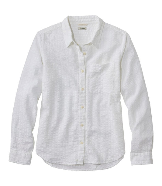L.L. Bean 181 L.L. Bean Women's Bean's Seacoast Seersucker Big Shirt White Stripe