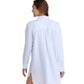 L.L. Bean 181 L.L. Bean Women's Cloud Gauze Cover-Up Shirt Stripe Regular Seaboard Blue Stripe