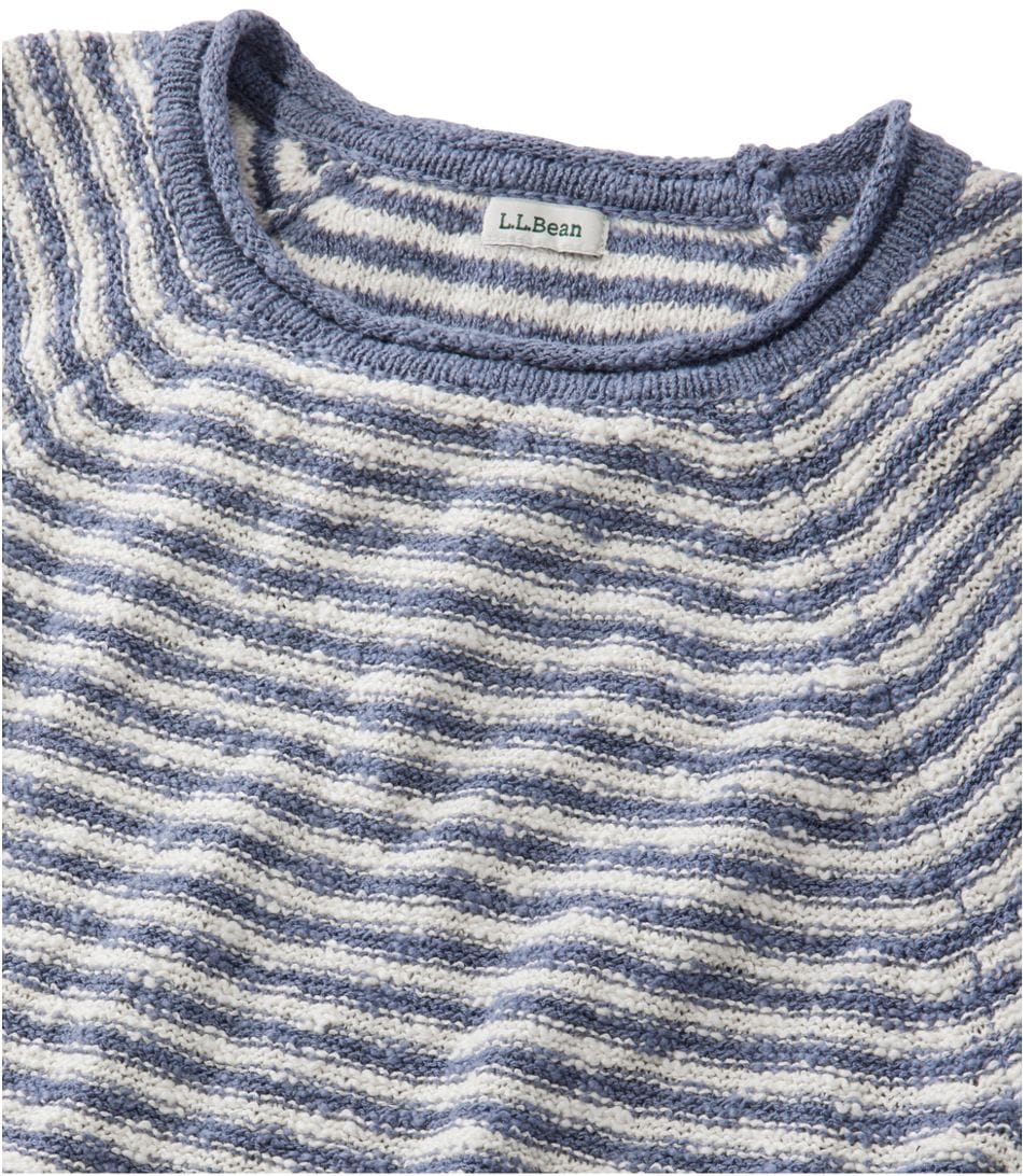 L.L. Bean 181 L.L. Bean Women's Midweight Cotton Slub Rollneck Pullover Stripe Cream/Soft Indigo
