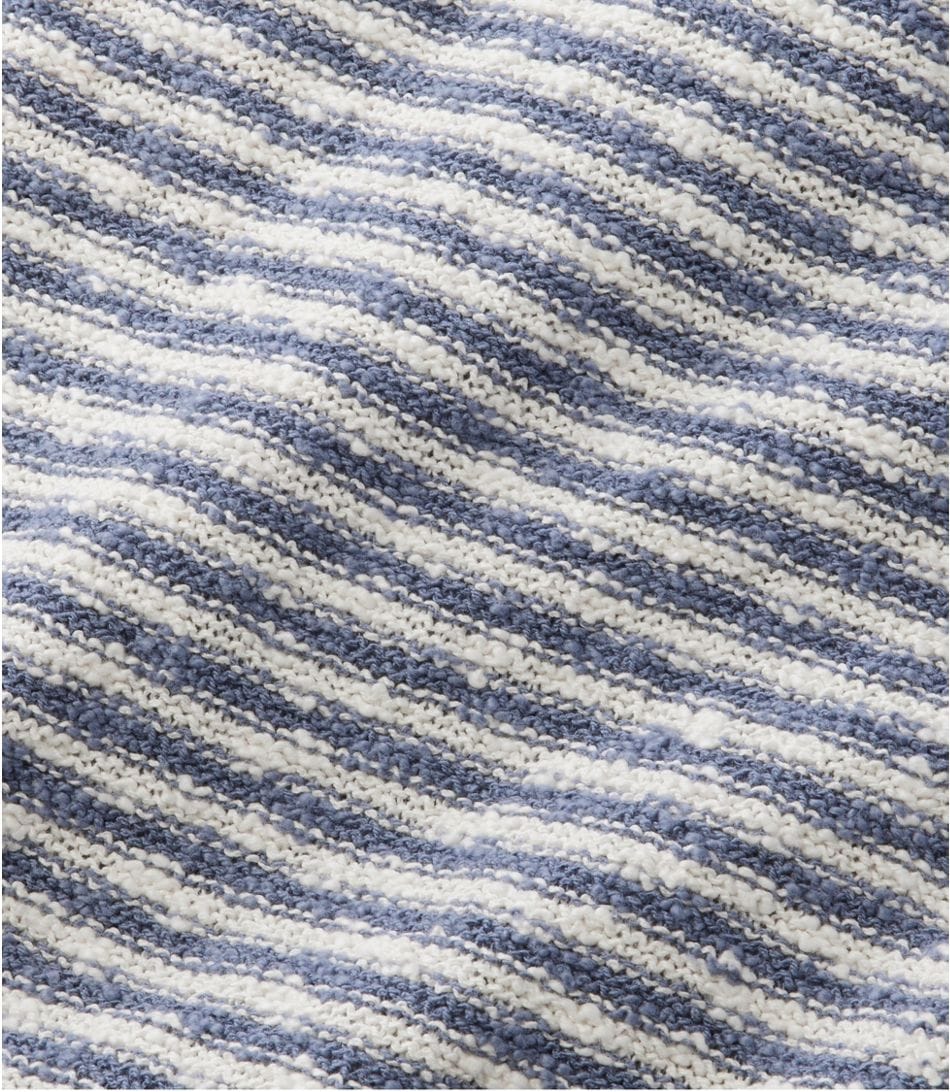 L.L. Bean 181 L.L. Bean Women's Midweight Cotton Slub Rollneck Pullover Stripe Cream/Soft Indigo