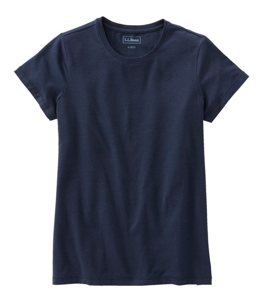 L.L. Bean 181 L.L. Bean Women's Soft Stretch Supima Tee Crewneck Short Sleeve Classic Navy
