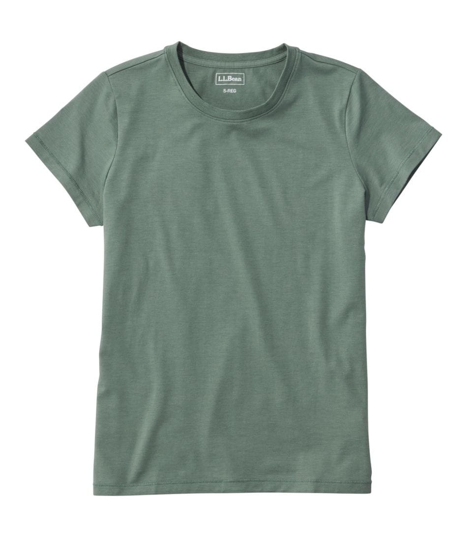 L.L. Bean 181 L.L. Bean Women's Soft Stretch Supima Tee Crewneck Short Sleeve Sea Green