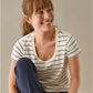 L.L. Bean 181 L.L. Bean Women's Soft Stretch Supima Tee Scoopneck Short Sleeve Stripe Sailcloth/Classic Navy