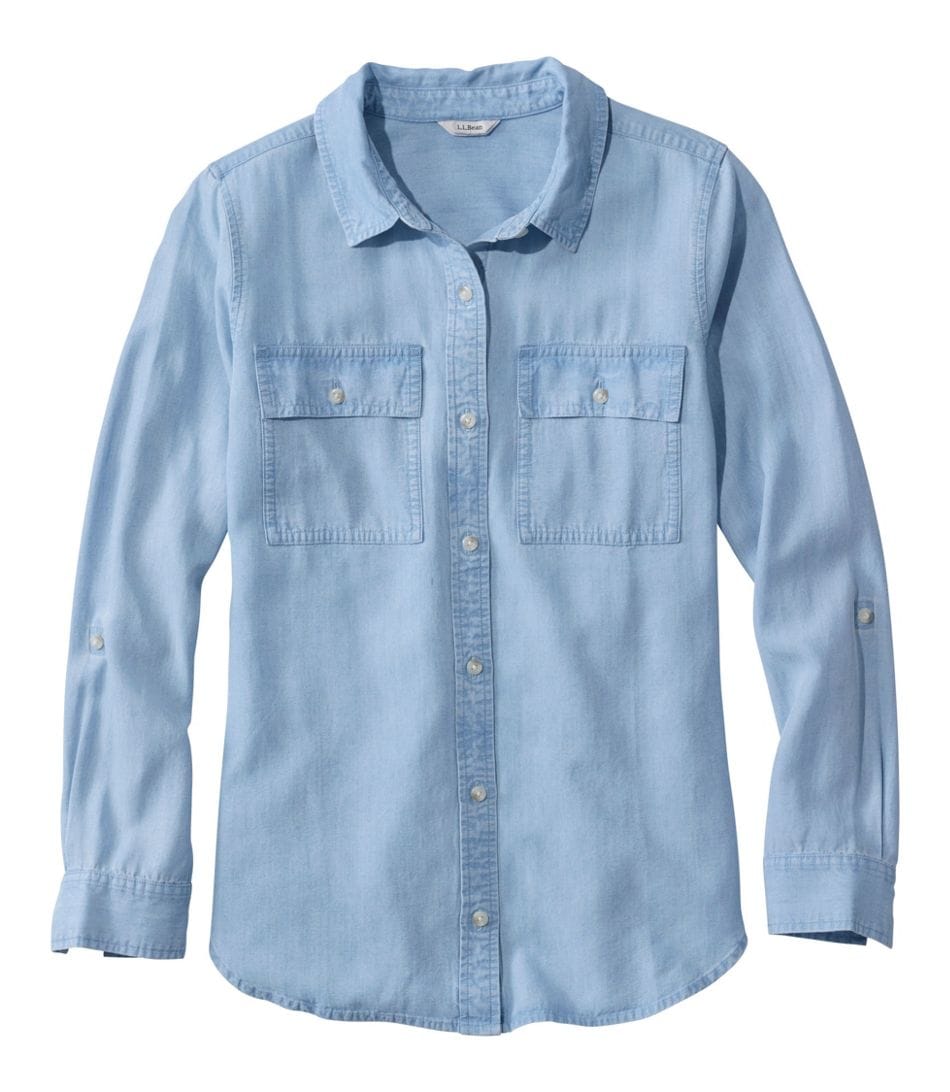 L.L. Bean 181 L.L. Bean Women's Soft Washed Tencel Utility Shirt Chambray Blue