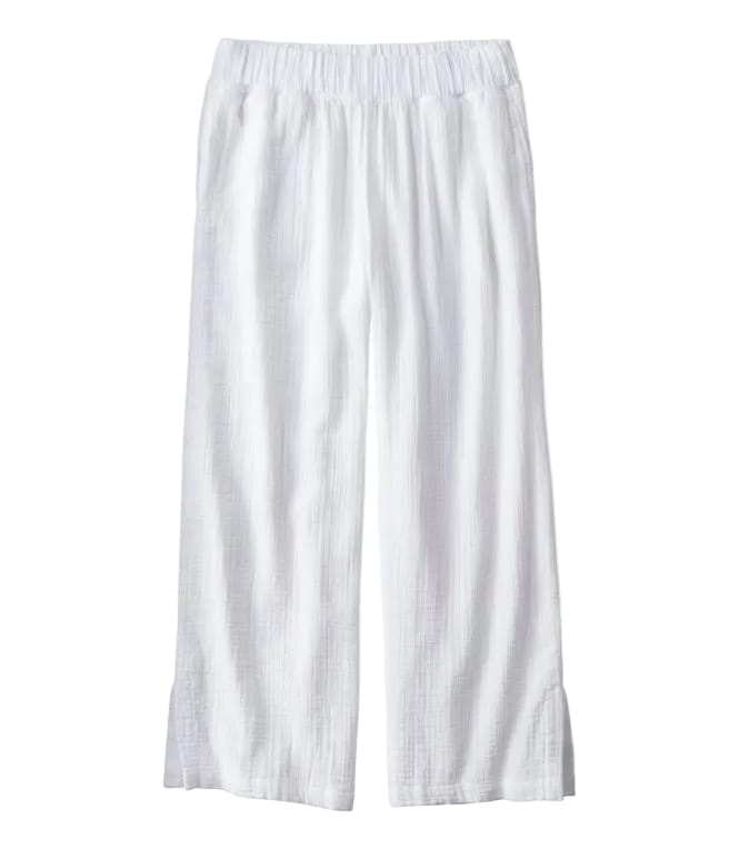 L.L Bean 184 L.L. Bean Women's Cloud Gauze Wide-Leg Pant Regular White
