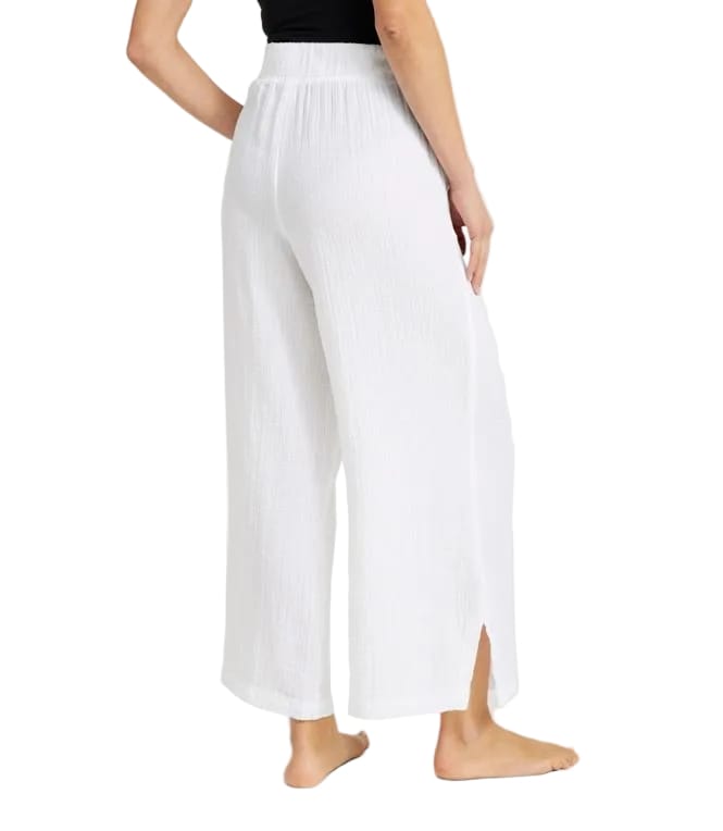 L.L Bean 184 L.L. Bean Women's Cloud Gauze Wide-Leg Pant Regular White