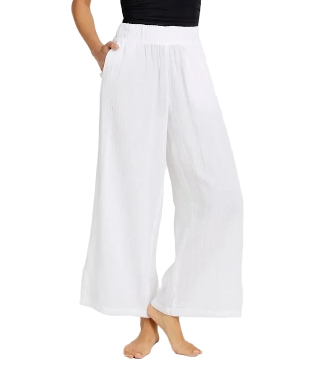 L.L Bean 184 L.L. Bean Women's Cloud Gauze Wide-Leg Pant Regular White