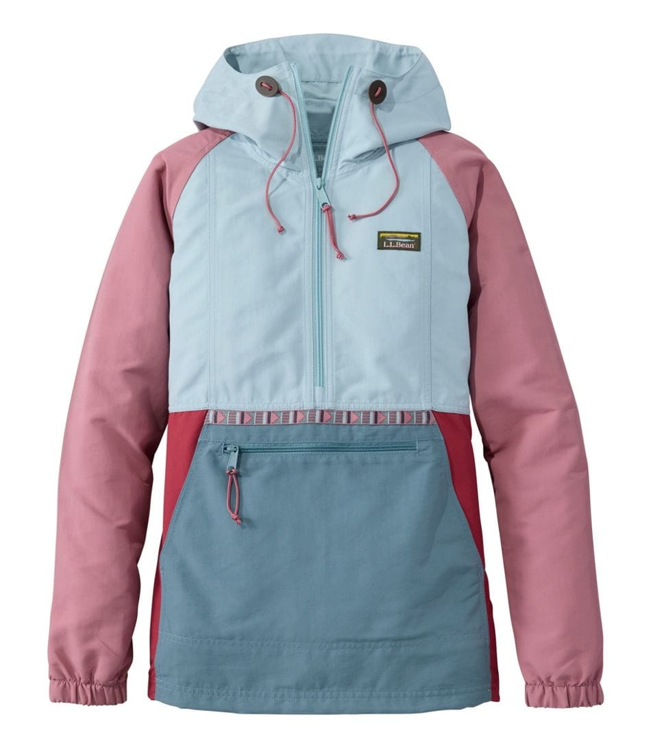 L.L. Bean 189 L.L. Bean Women's Mountain Classic Anorak Multi Color Oyster Blue/Forest Gray
