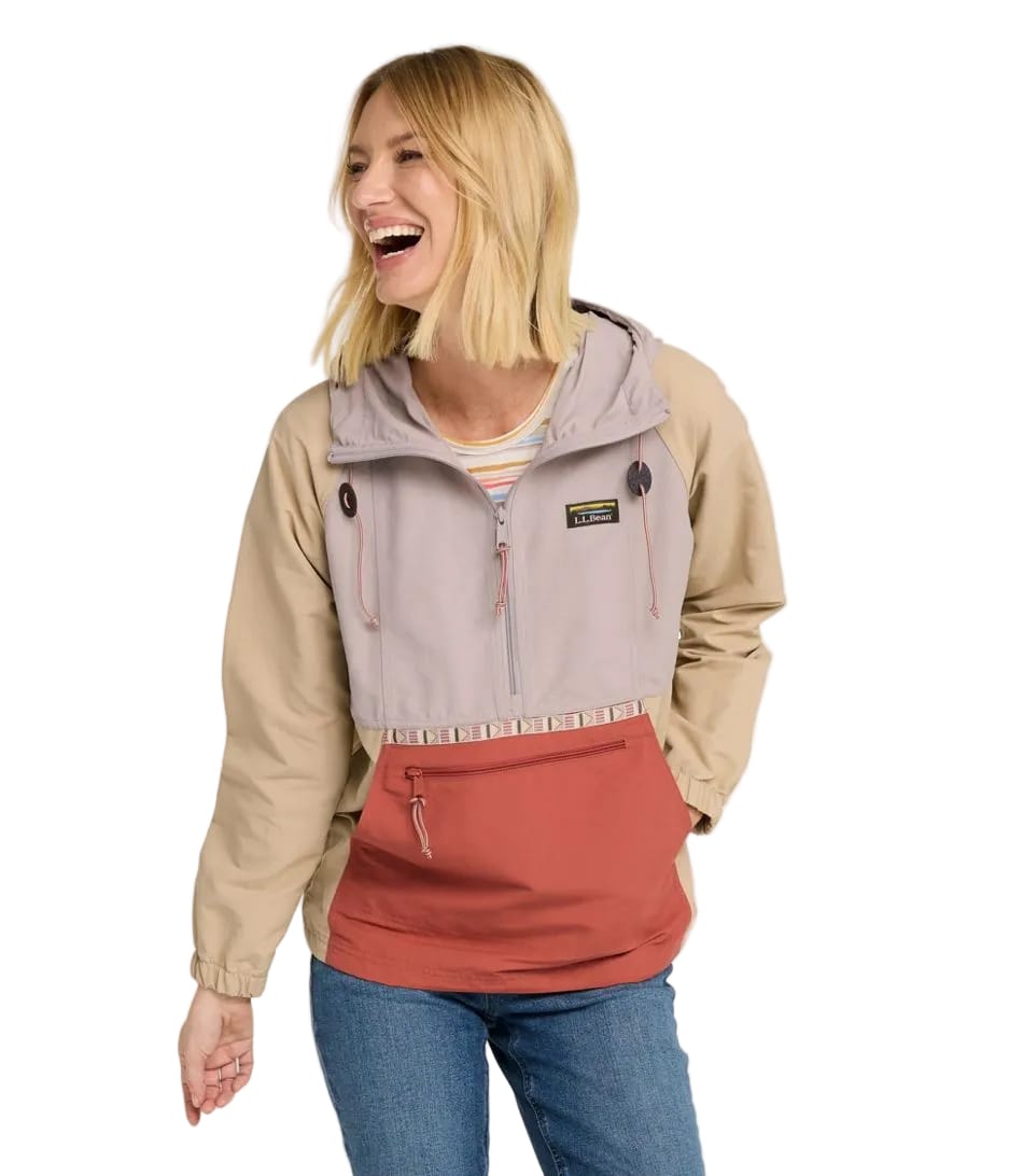 L.L. Bean 189 L.L. Bean Women's Mountain Classic Anorak Multi Color Shore Sand/Faded Redwood