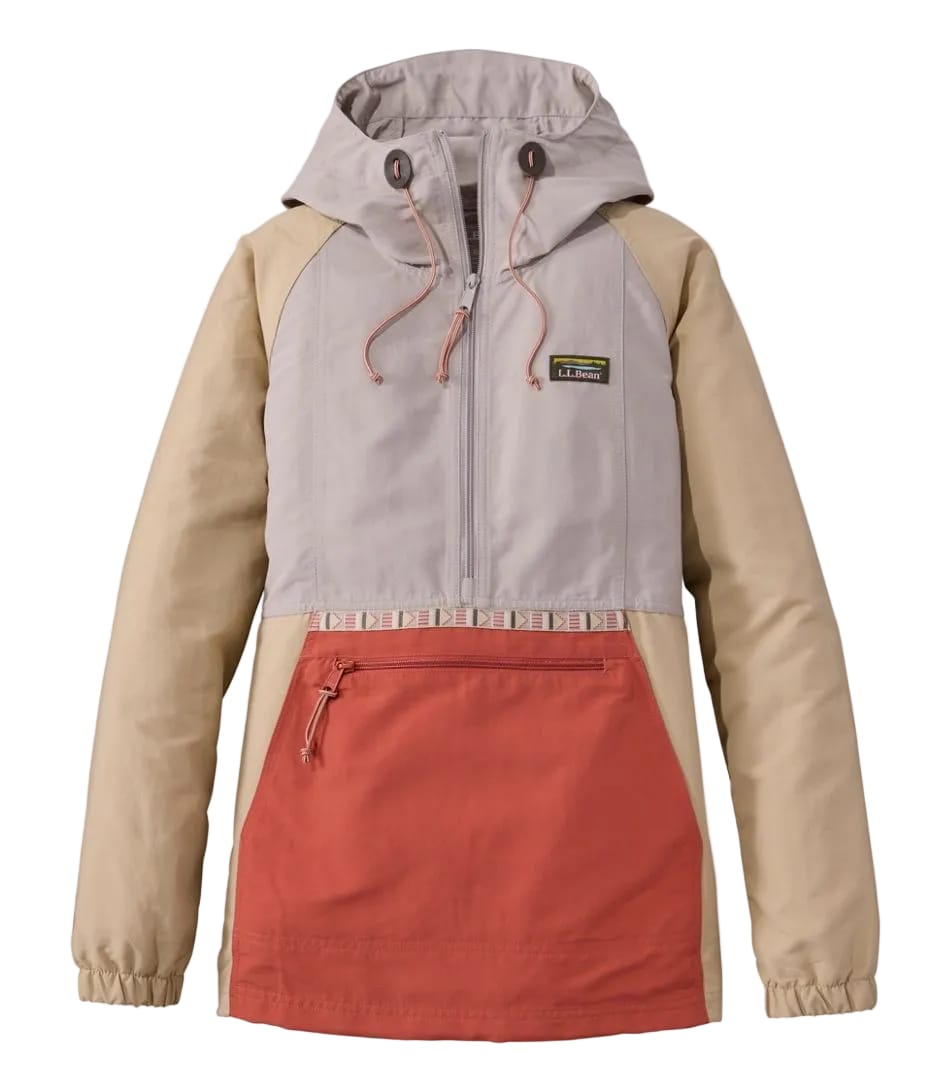 L.L. Bean 189 L.L. Bean Women's Mountain Classic Anorak Multi Color Shore Sand/Faded Redwood