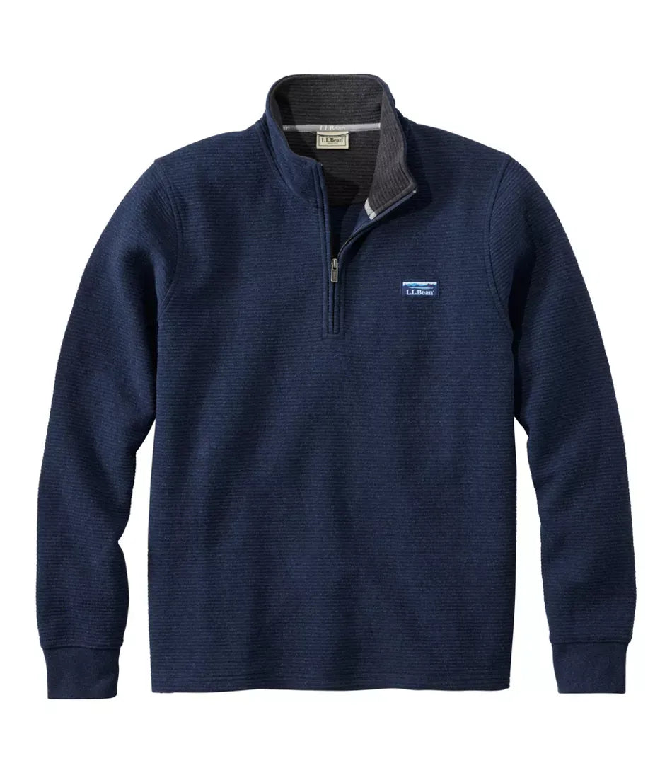 L.L. Bean Men's Apparel > Fleece & Midlayers L.L. Bean Men's Lakewashed Double-Knit Quarter-Zip Long Sleeve Regular Classic Navy Heather