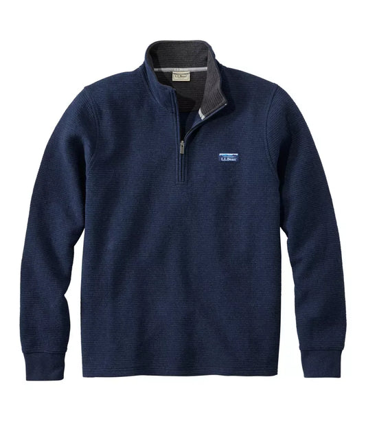 L.L. Bean Men's Apparel > Fleece & Midlayers L.L. Bean Men's Lakewashed Double-Knit Quarter-Zip Long Sleeve Regular Classic Navy Heather