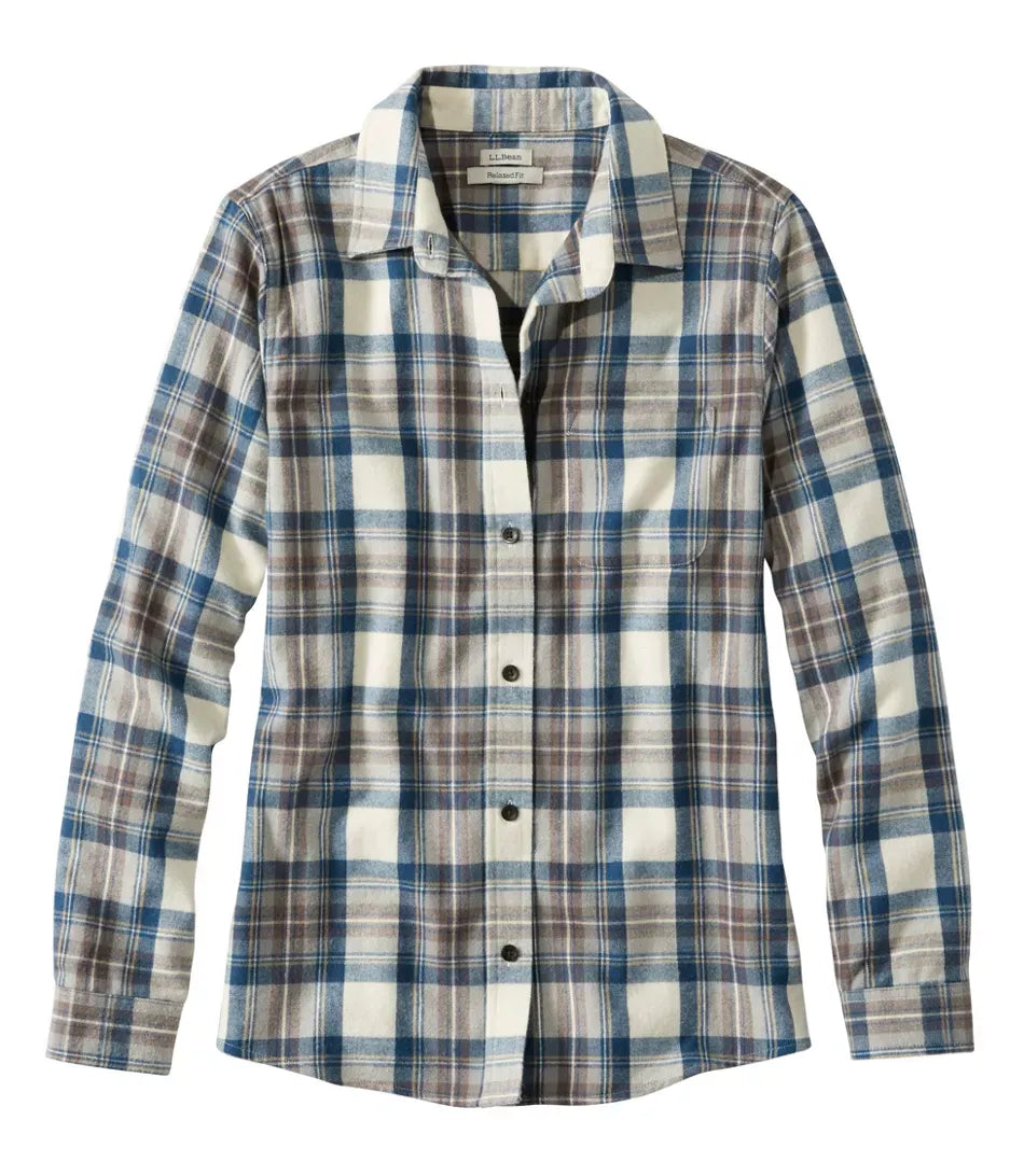 L.L. Bean Women’s Apparel > Tops L.L. Bean Women's Scotch Plaid Shirt Regular Indigo Tartan