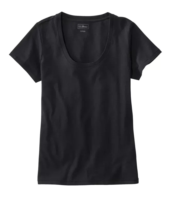 L.L. Bean Women's Apparel > Tops L.L. Bean Women's Soft Stretch Supima Tee Scoopneck Short Sleeve Black