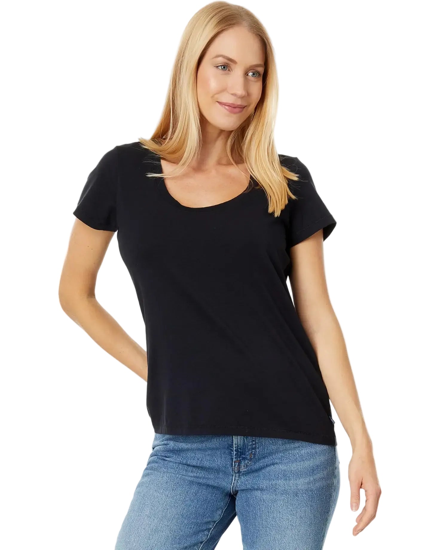 L.L. Bean Women's Apparel > Tops L.L. Bean Women's Soft Stretch Supima Tee Scoopneck Short Sleeve Black