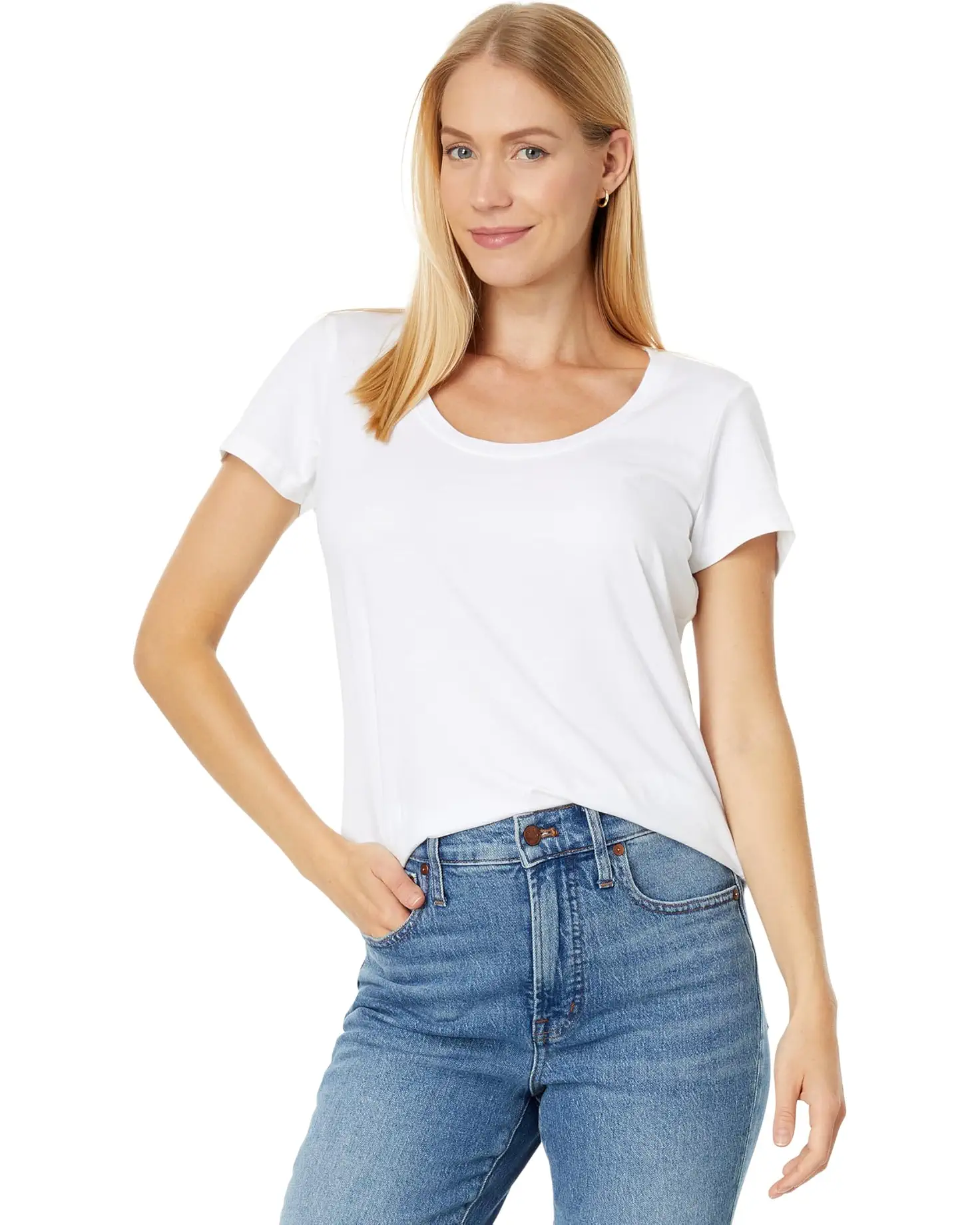 L.L. Bean Women's Apparel > Tops L.L. Bean Women's Soft Stretch Supima Tee Scoopneck Short Sleeve White