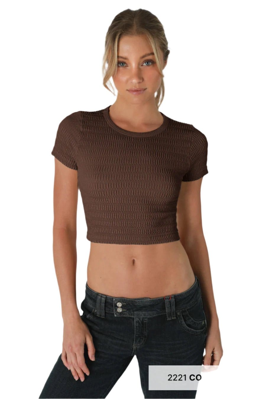 NIKIBIKI 181 NIKIBIKI Sheered SS Crop Top NS8334