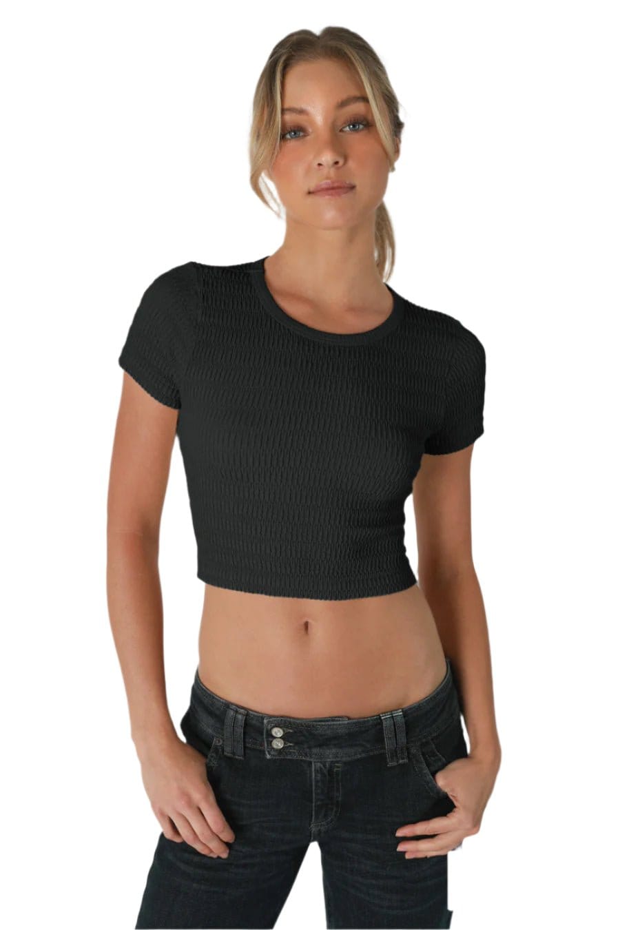 NIKIBIKI 181 NIKIBIKI Sheered SS Crop Top NS8334