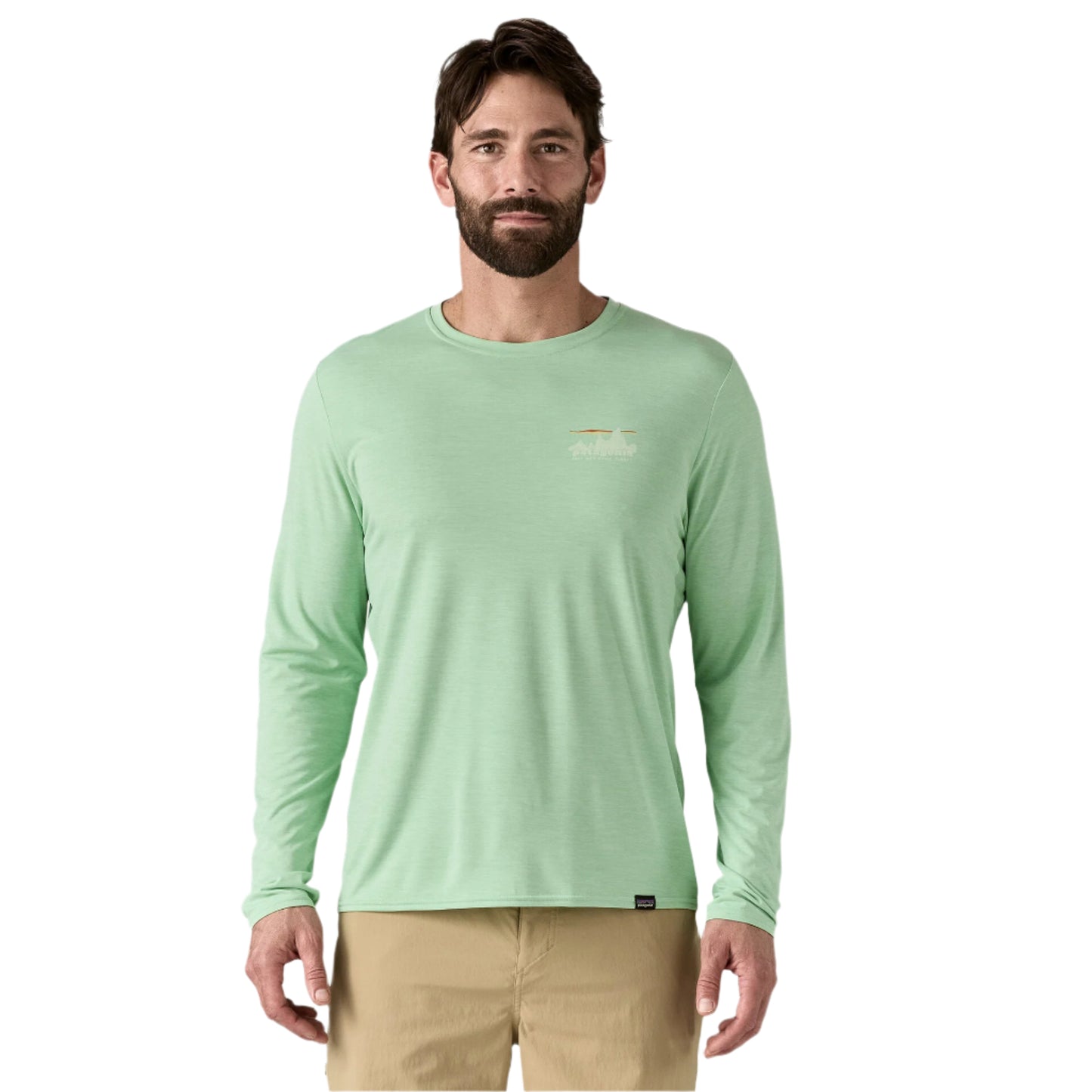 Patagonia Men's L/S Cap Cool Daily Graphic Shirt '73 Skyline: Rinsed Green X-Dye