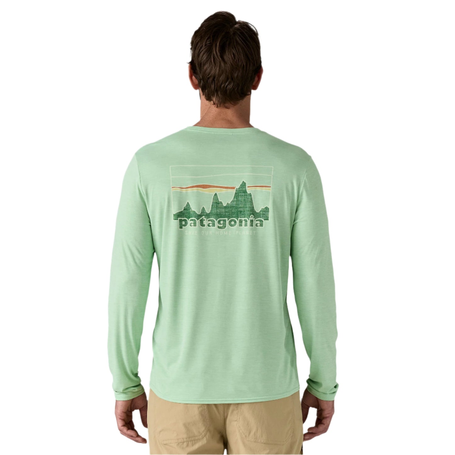 Patagonia Men's L/S Cap Cool Daily Graphic Shirt '73 Skyline: Rinsed Green X-Dye