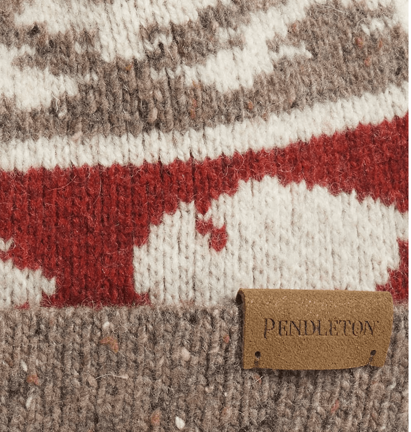 Pendleton Accessories > Other 1-SZ / Bison Brown Pendleton Lambswool Beanie W/Pom Bison Brown
