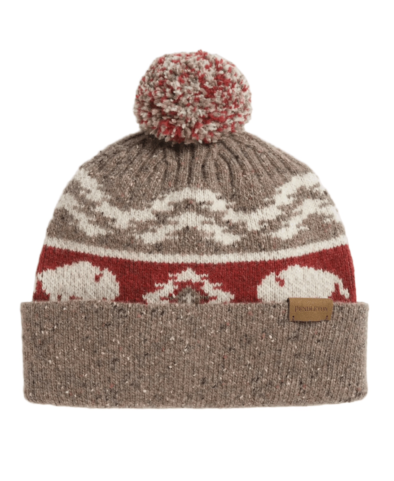 Pendleton Accessories > Other 1-SZ / Bison Brown Pendleton Lambswool Beanie W/Pom Bison Brown