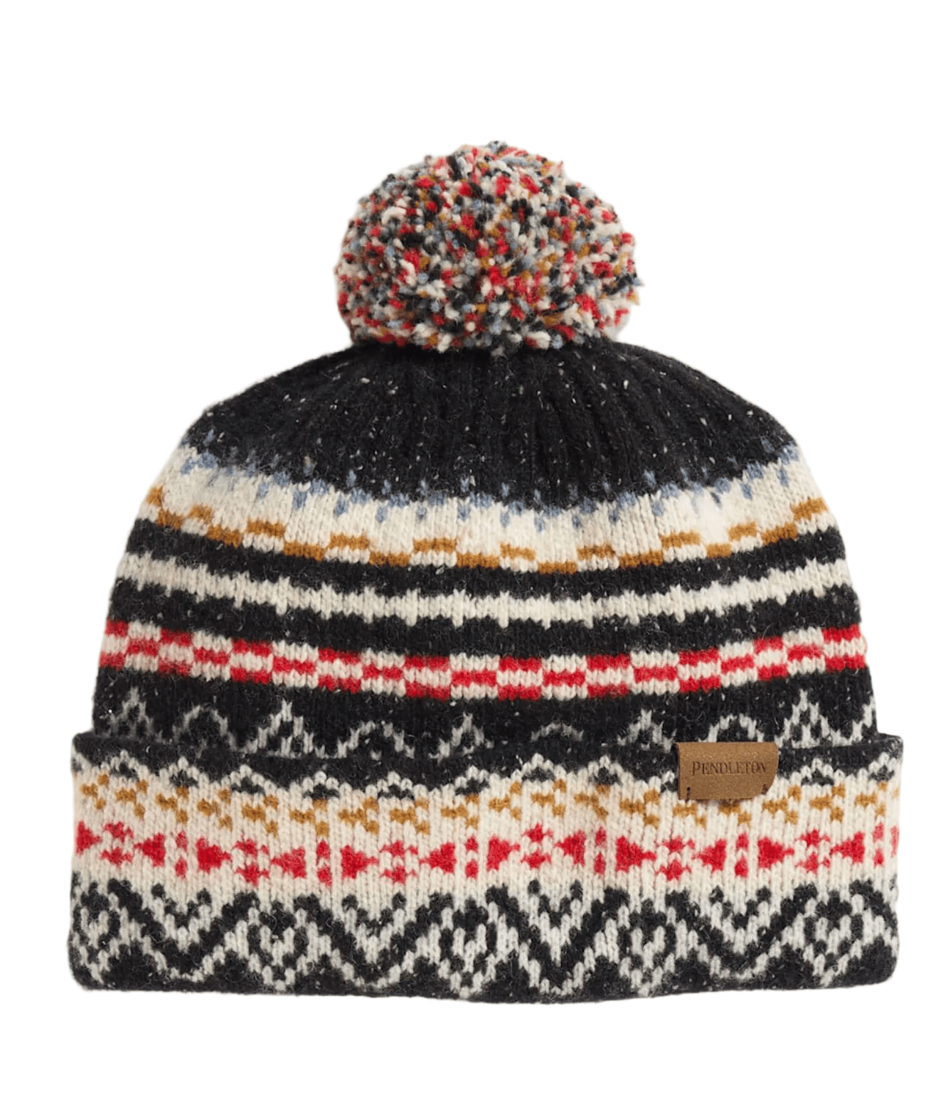 Pendleton Accessories > Other 1-SZ / Fairisle Black Pendleton Lambswool Beanie W/Pom Fairisle Black