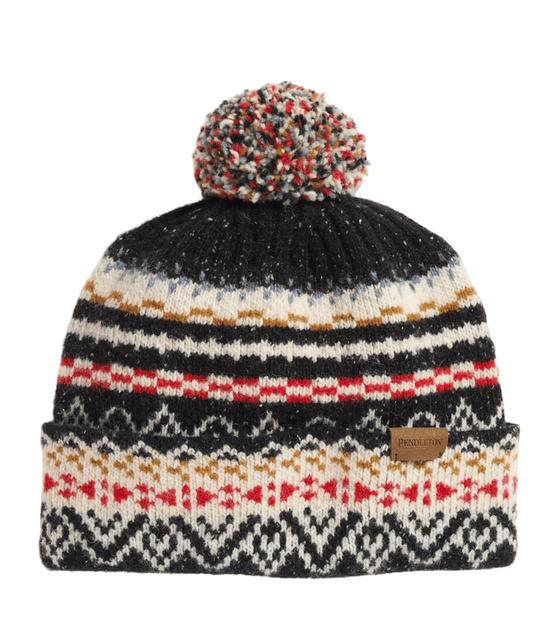 Pendleton Accessories > Other 1-SZ / Fairisle Black Pendleton Lambswool Beanie W/Pom Fairisle Black