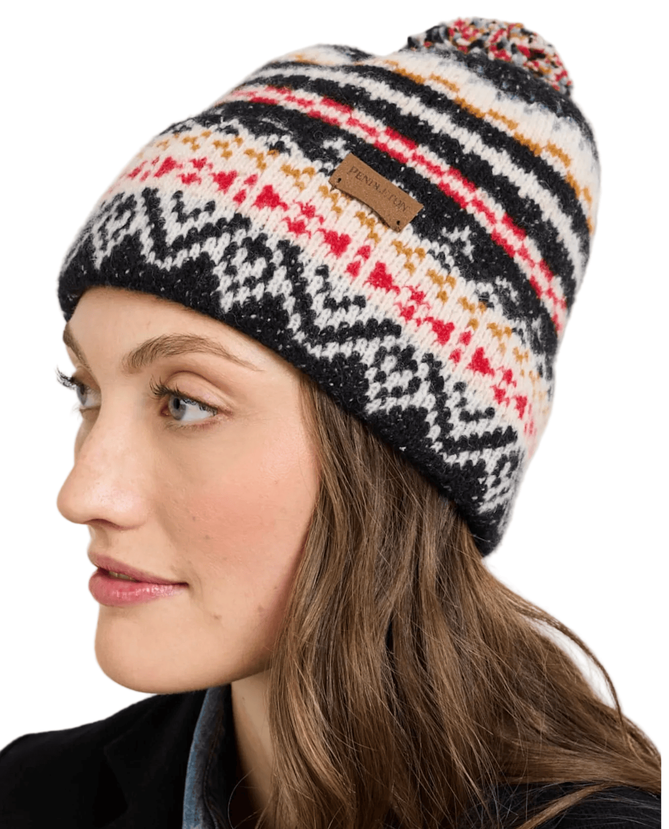 Pendleton Accessories > Other 1-SZ / Fairisle Black Pendleton Lambswool Beanie W/Pom Fairisle Black