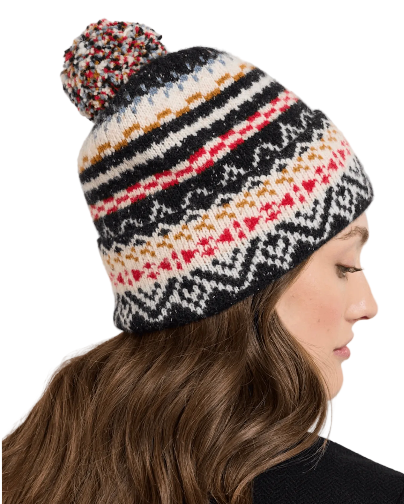 Pendleton Accessories > Other 1-SZ / Fairisle Black Pendleton Lambswool Beanie W/Pom Fairisle Black