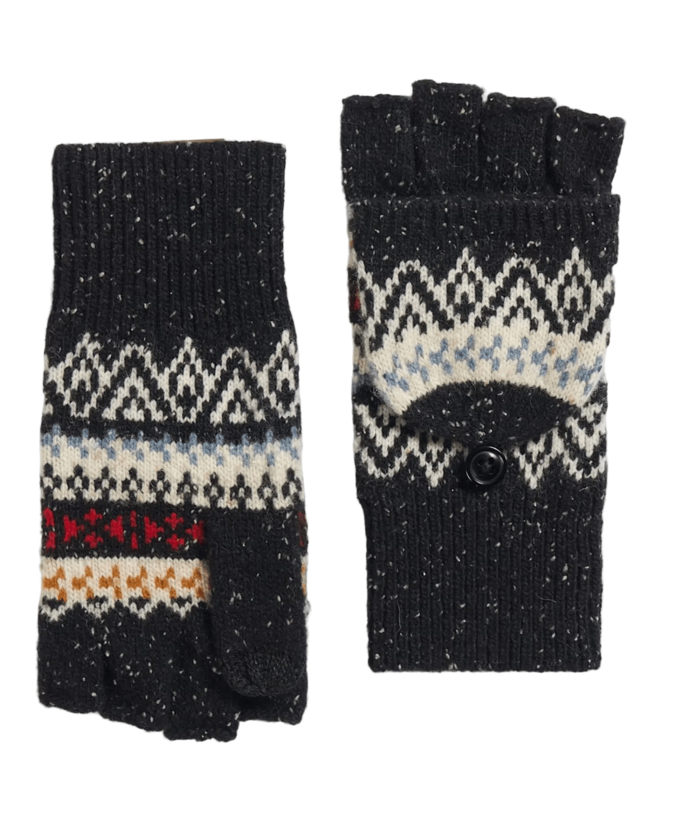 Pendleton Accessories > Other L/XL / Fairisle Black Pendleton Lambswool Convertible Mittens Fairisle Black