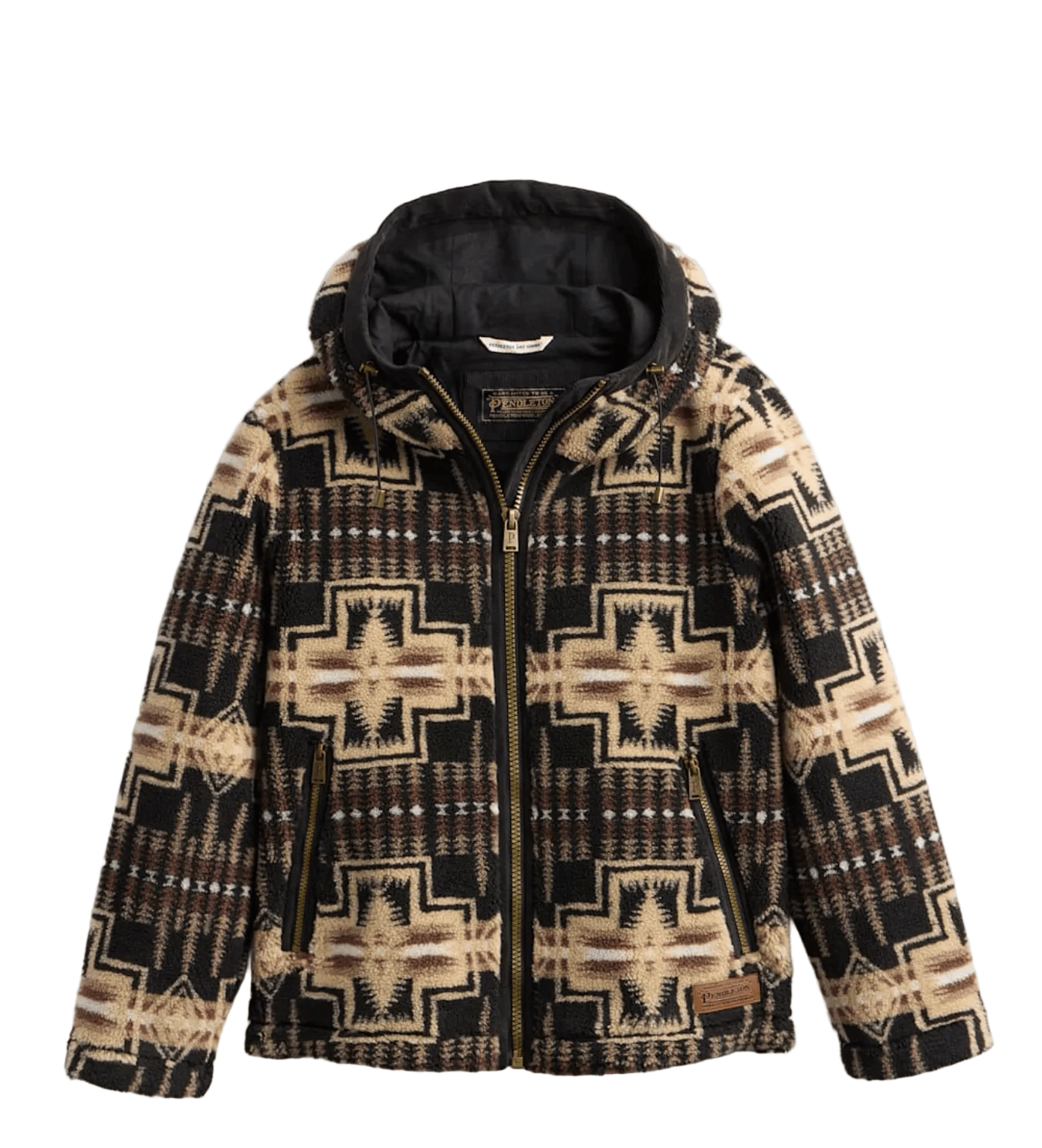 Pendleton Women's Apparel > Outerwear Pendleton Cottonwood Fleece Hoodie Black/Tan Harding