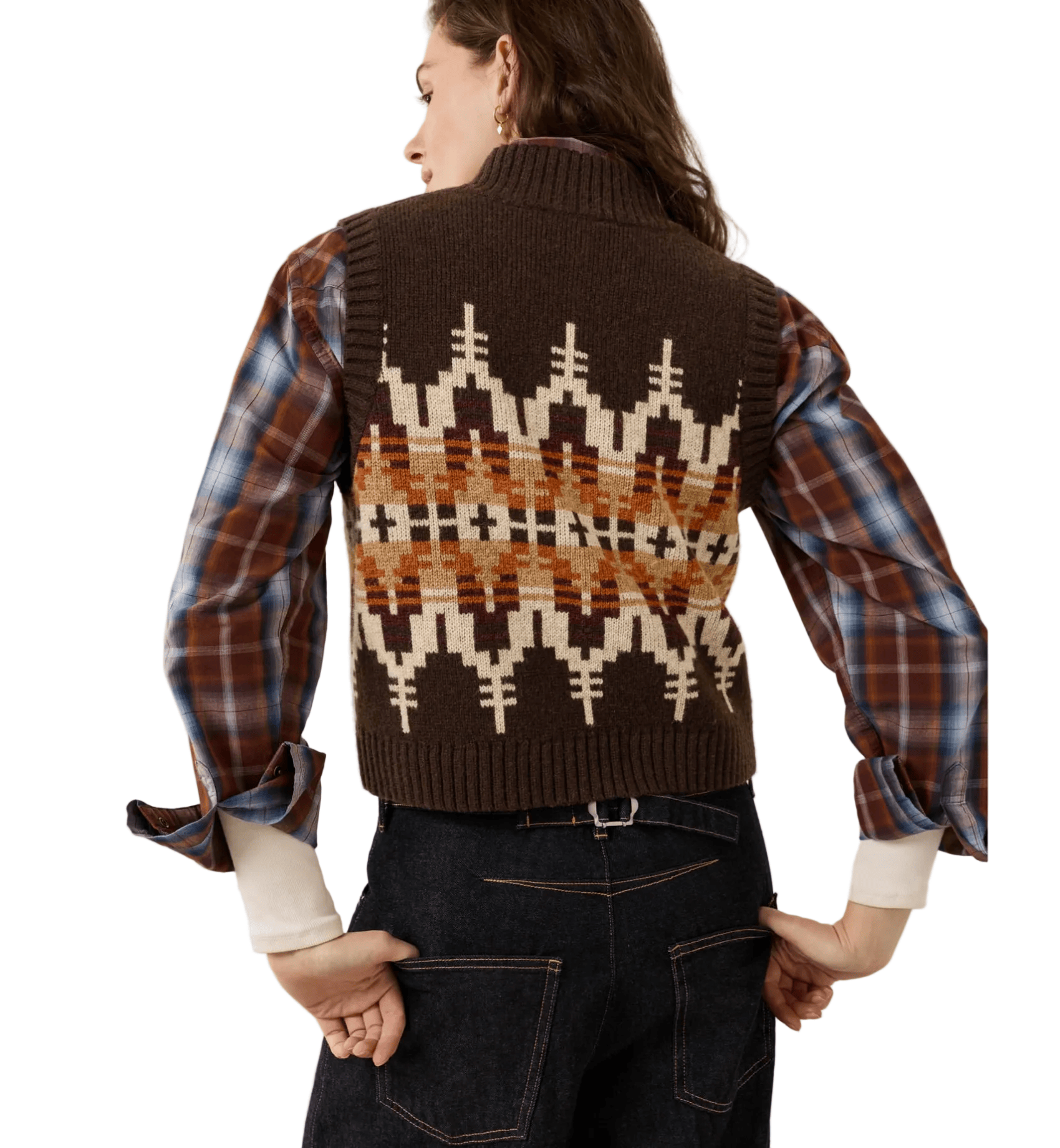 Pendleton Women's Apparel > Sweaters Pendleton Shetland Collection Graphic Vest Chocolate Multi