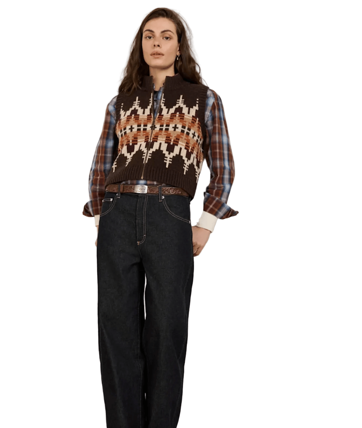 Pendleton Women's Apparel > Sweaters Pendleton Shetland Collection Graphic Vest Chocolate Multi