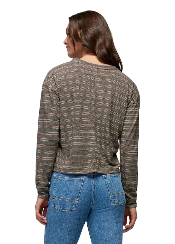 Prana Women's Apparel > Tees Prana Women's Cozy Up Ls Crew Cacao Stripe