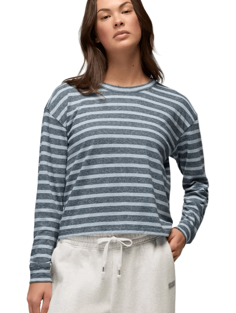 Prana Women's Apparel > Tops Prana Cozy Up Ls Crew Glacier Skies Stripe