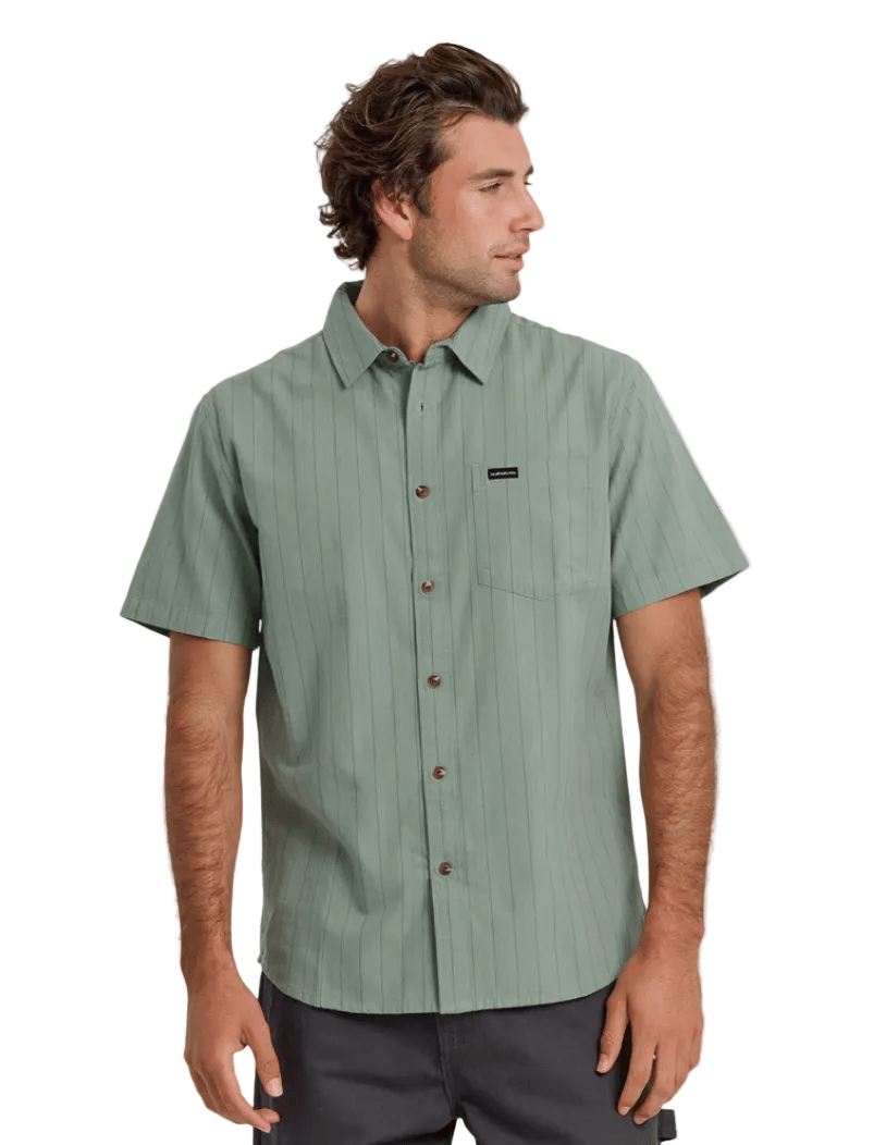 Quiksilver 502 Men's Quiksilver Dobby Stripe Classic SS Lily Pad