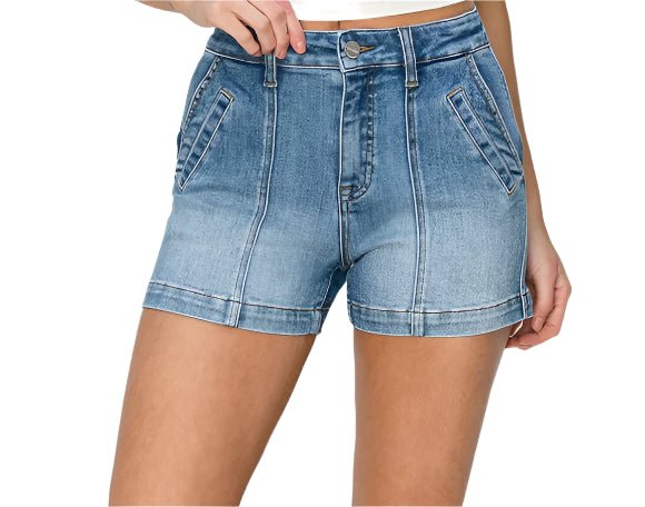 Risen High Rise Front Seam Detail Shorts RDS6239 - Brekken's
