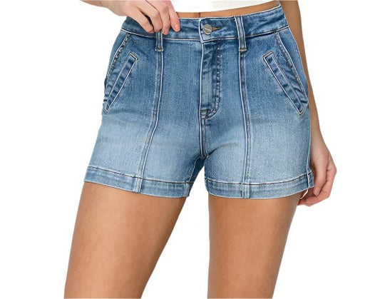 Risen High Rise Front Seam Detail Shorts RDS6239 - Brekken's