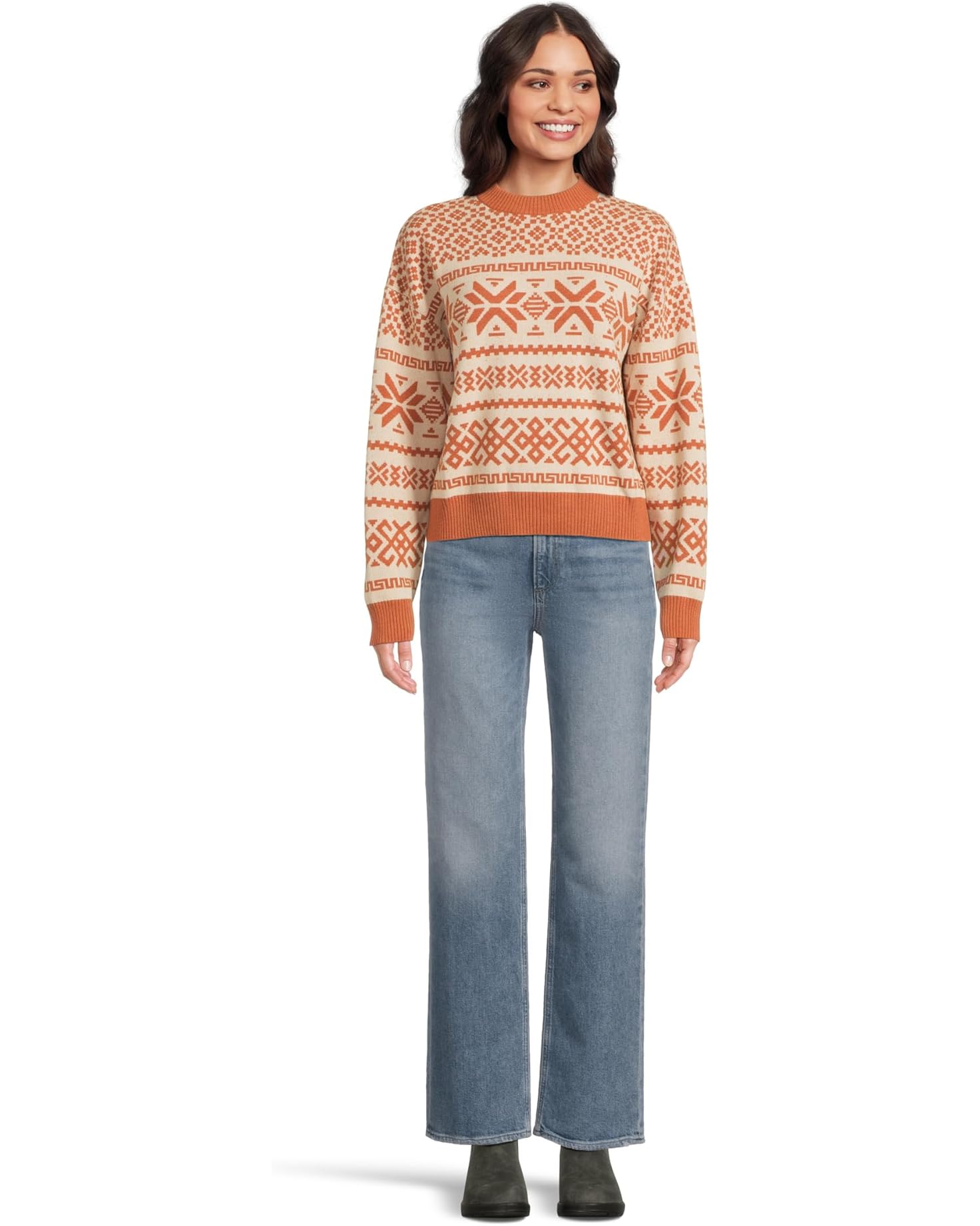 Smartwool 183 Smartwool Women's Edgewood Heritage Crew Sweater Terracotta