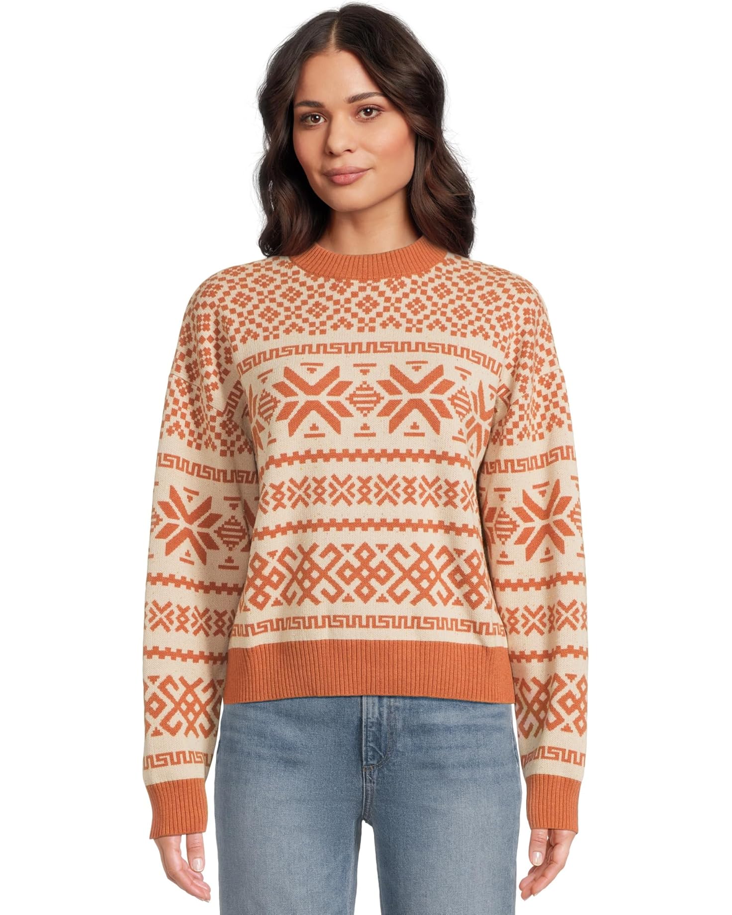 Smartwool 183 Smartwool Women's Edgewood Heritage Crew Sweater Terracotta