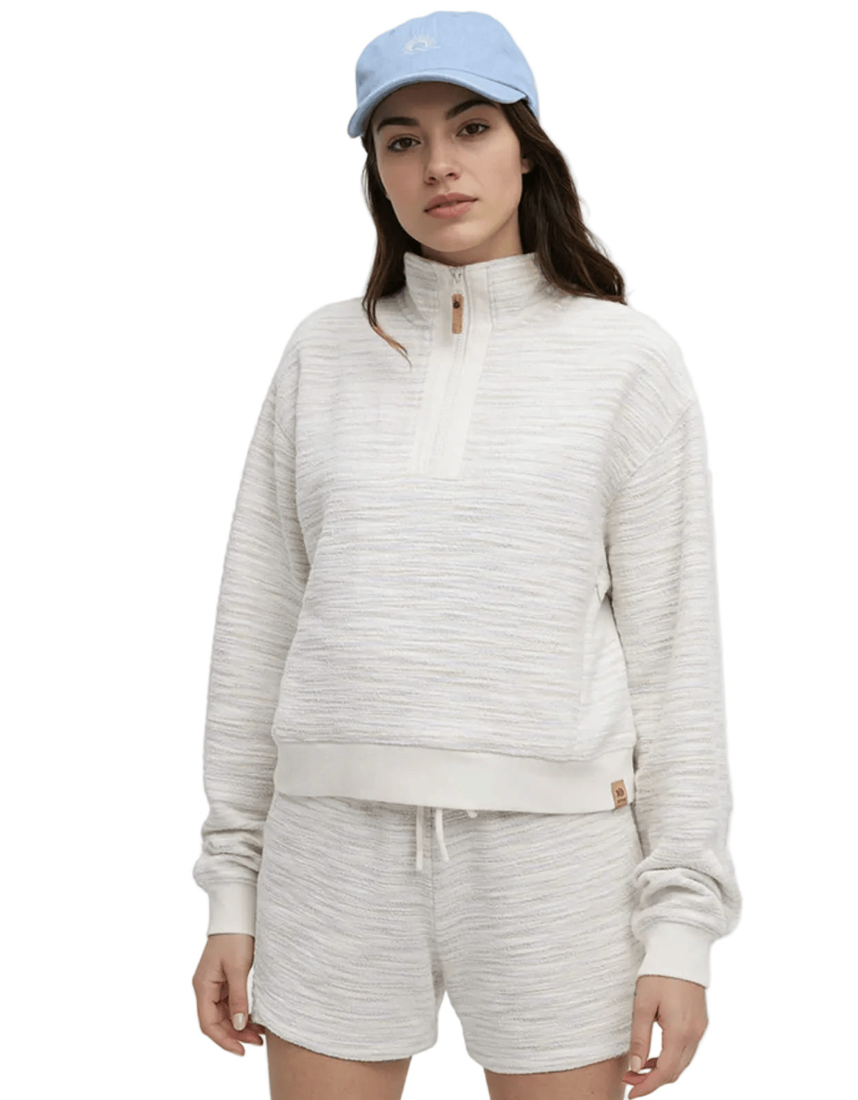 Tentree Women’s Apparel > Sweatshirts & Hoodies Tentree Women’s Elkhorn 1/4 Zip Cotton White Flash Stripe