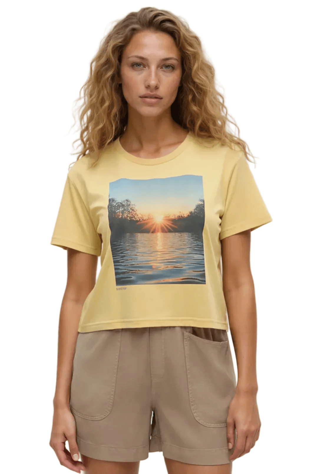 Tentree Women’s Apparel > Tops Tentree Women’s Lake View Crop T-Shirt Dusk Yellow/Lake View