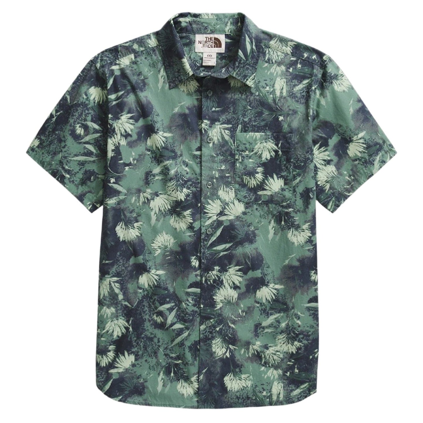 The North Face 502 The North Face Men's S/S Baytrail Pattern Shirt Duck Green Prairie Flowers Print