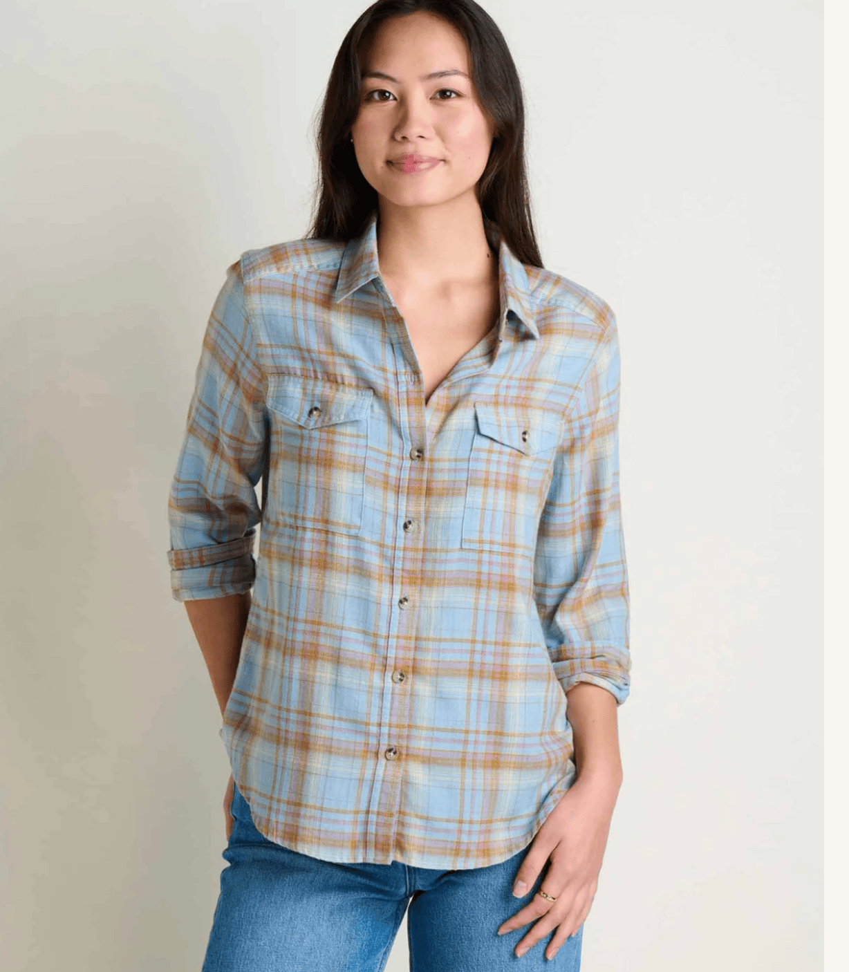 Toad & Co Women’s Apparel > Tops Toad & Co Women's Re-Form Long Sleeve Shirt Weathered Blue Pattern