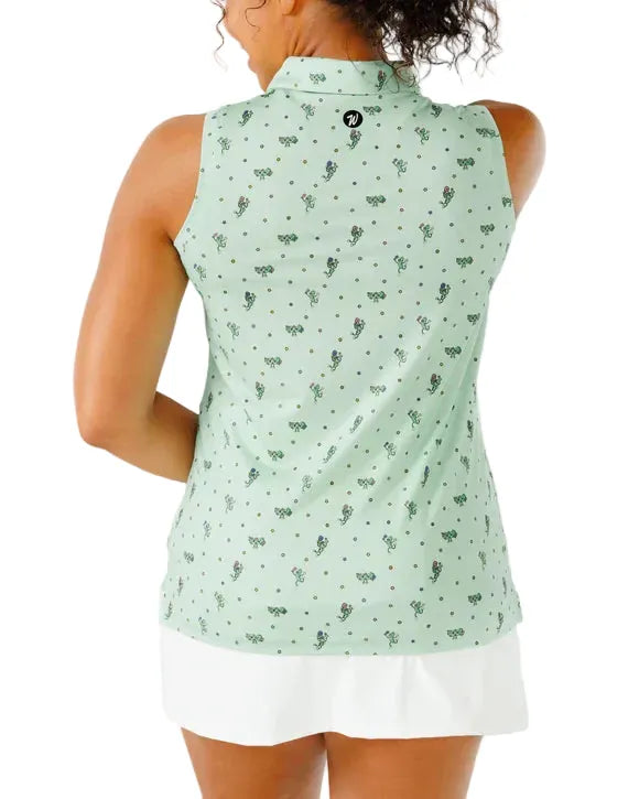 Waggle Women's Apparel > Tops Waggle Women's Sleeveless Polo Real Dill